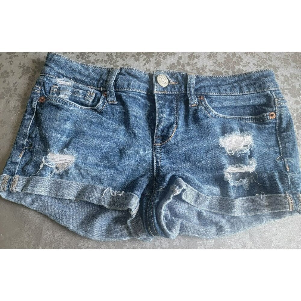 Aeropostale Denim Shorts Womens Size 00 XS Distressed Rockabilly Cowgirl Country